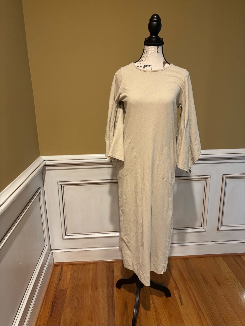Free People Cream Maxi Dress with Flared Sleeves